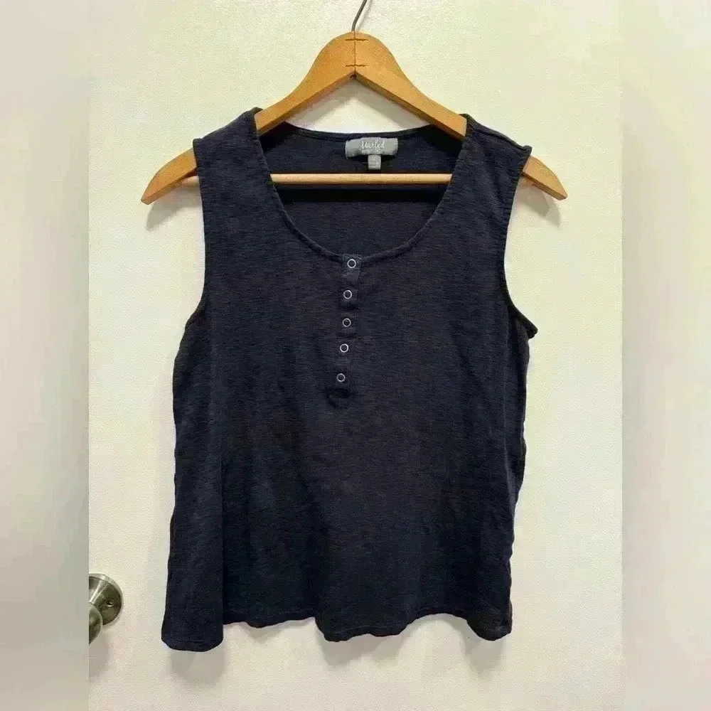 Marled essentials navy blue tank top size medium cotton blend pullover